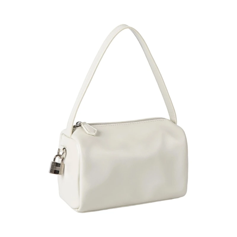 

E8FB Contemporary Top Handle Bag PU Leather Shoulder Bags Zippers Pillow Handbag