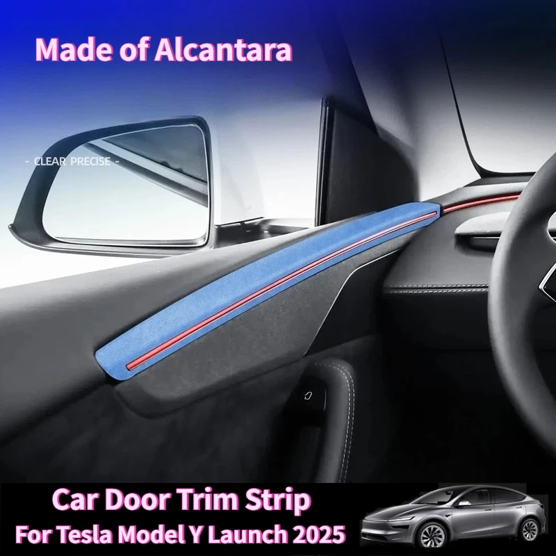 

Для Tesla Model Y Juniper 2025 из алькантары, украшение на дверную полоску, ультратонкие наклейки на отделку, аксессуары для тюнинга салона автомобиля