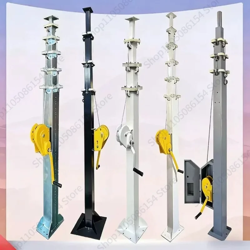 Lifting mast 3 4 5 6 8 7 9 meters Hand crank telescopic lifting tower Communication monitoring mast