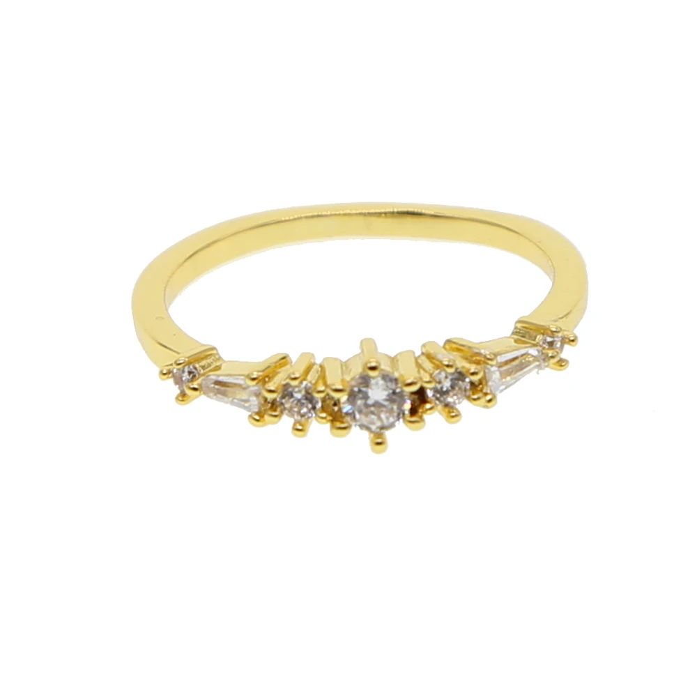 Simple Shiny cz paved Gold Color finger rings with thin band stack rings for lady girl finger rings gift in party wedding gift