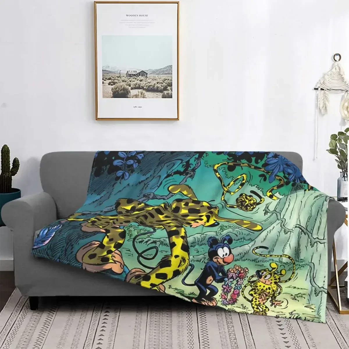 Marsupilami cómic de Bélgica, mantas cálidas portátiles de espiga para novia, ropa de cama de viaje