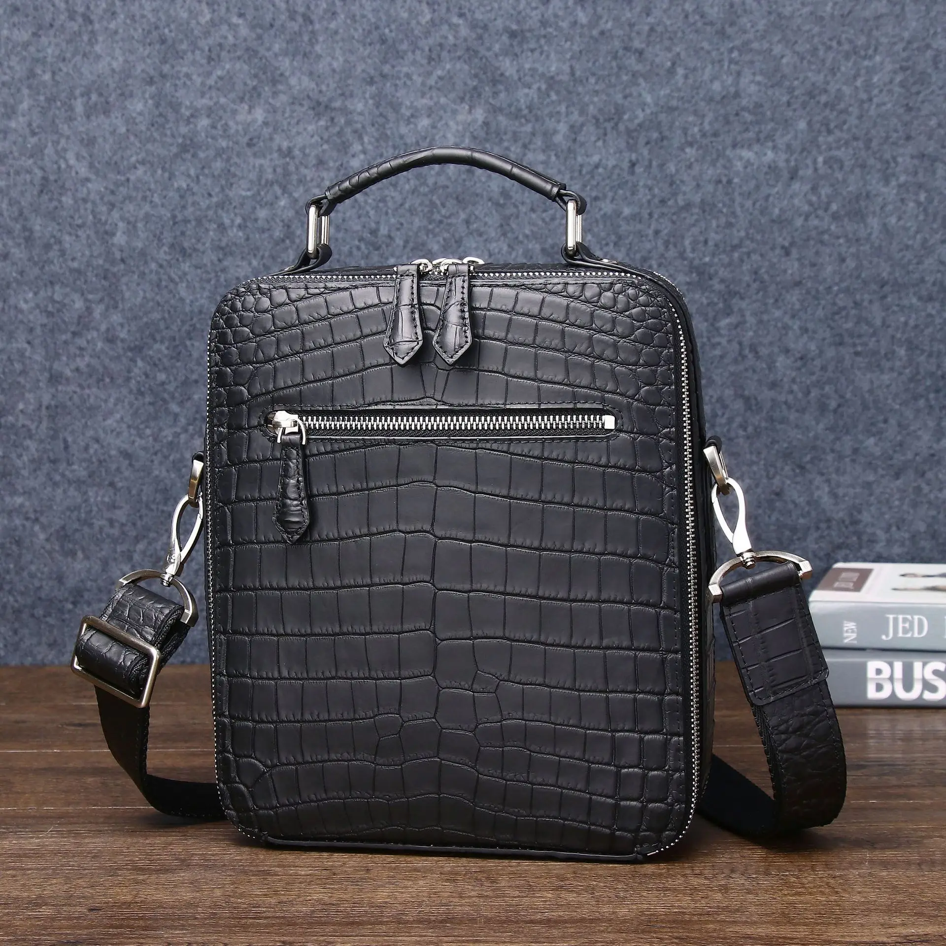 2024 New Crocodile Belly Pattern Shoulder Diagonal Straddle Fashion Box High End Men's Bag кожа портфель сумка мужская кожаная