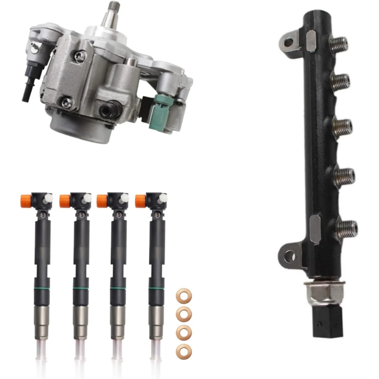 

Fuel Injection Pump 7249380 & Common Rail 28240435 7030409 & Fuel Injectors 28337917 Compatible for Bobcat Doosan D24 D18