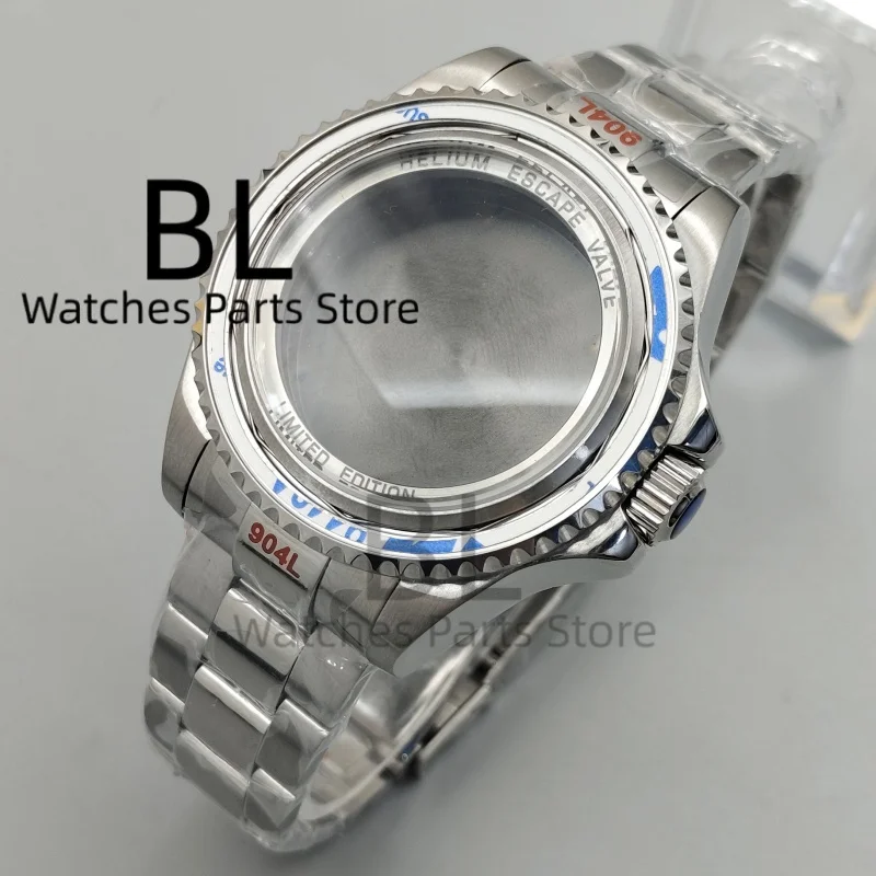 43mm SEA Style Diver Watch Case Kit Sapphire Glass 100M Waterproof Rotating Bezel Oyster Jubilee Slide‑lock Bracelet Mod Parts