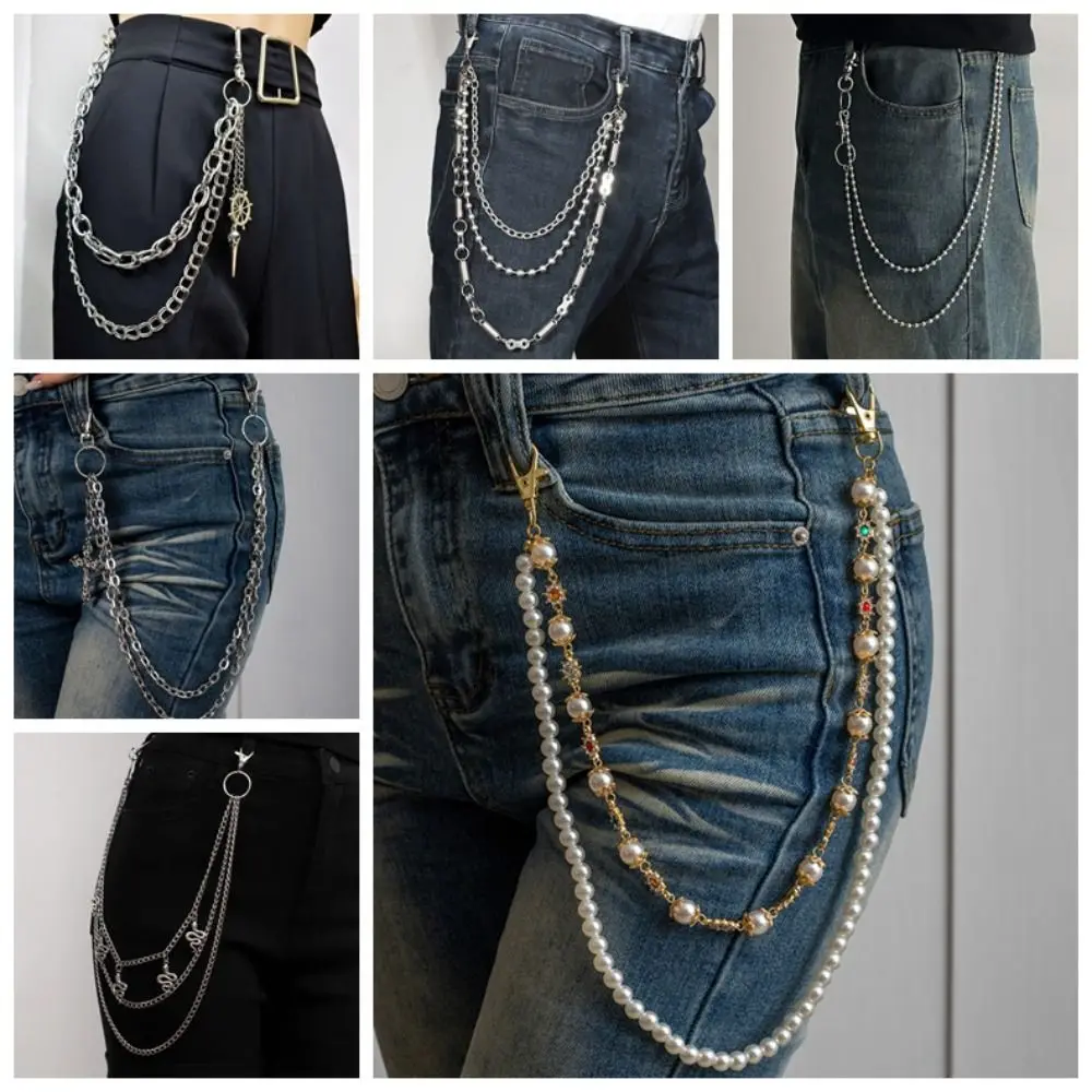 Chaîne de pantalon avec pendentif Punk personnalisé, chaîne de pantalon Hip-hop superposée, chaîne de taille de Style Harajuku de rue pour femmes et hommes