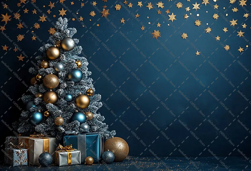 Mehofond التصوير خلفية عيد الميلاد خمر لوحة زرقاء جدار هدية شجرة عيد الميلاد طفل الأسرة صورة ديكور خلفية استوديو الصور