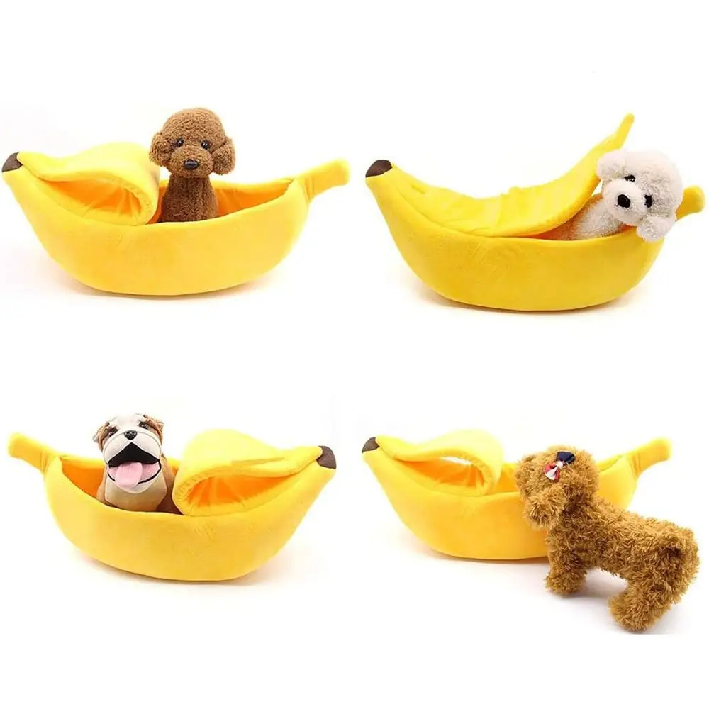 Winter Cat Banana Bed Dog House Warm Boat Pet Sleep Nest Cotton Cushion Coral leece Dog Pad Cat Mat (M) view 3
