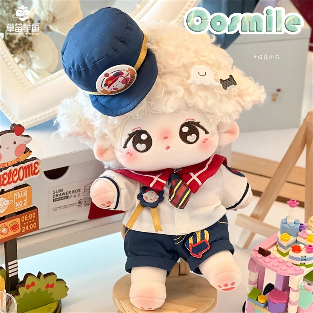 

No attributes Genki Idol Star Show Ticket Navy Uniforms CP Costume for 20cm Plush Doll Doll's Clothes Dolls Accessories CM