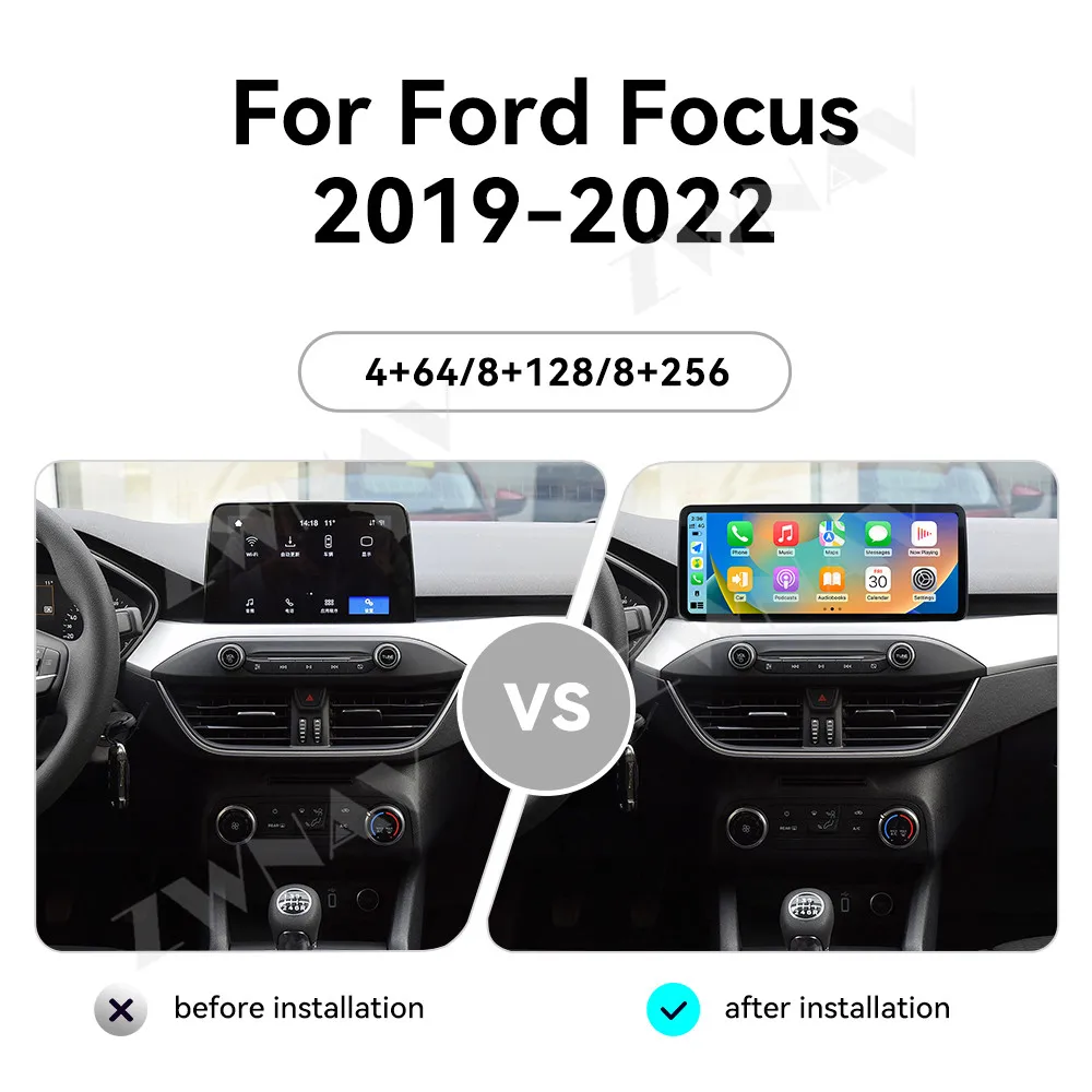 12.3 inch Touch Screen For Ford Focus 2019-2022 Android14 GPS Navigation WIFI 4G Carplay Car Multimedia Player Auto Radio Stereo