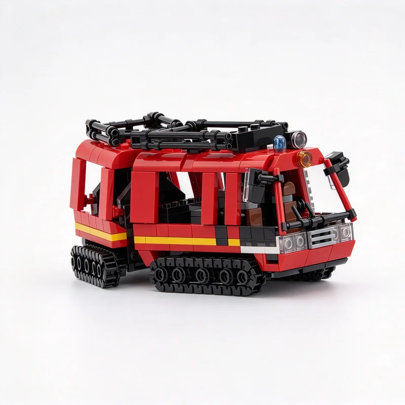 567PCS MOC FireFighters Tracked Vehicle Fire Engine Model Building Blocks DIY Assembly Gifts for Adults Collection Desktop