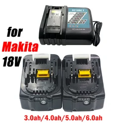 LED付き充電式電動工具バッテリー,リチウムイオン,マキタ用交換,18V, 6000mAh, 5.0Ah,6.0ah,lxt,bl1860b,bl1860,bl1850,2024