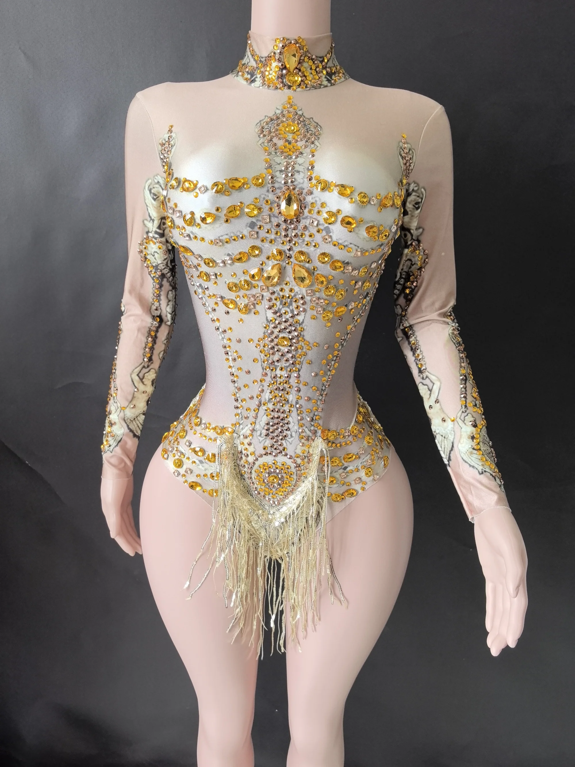 New Rhinestones Bodysuit Pole DancePerformance Clothing Party Rave Outfit Clubwear Stretch Drag Queen Costume 7G
