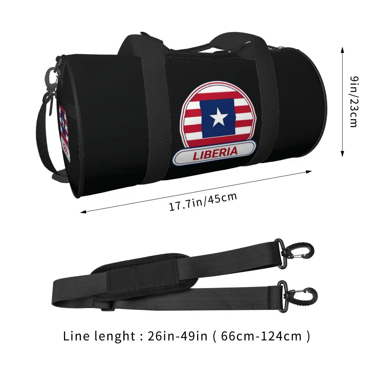 Liberia Country Badge Liberia Flag Gym Bag Weekend Sports Bags Gym Accessories Handbag Vintage Fitness Bag For Men Women