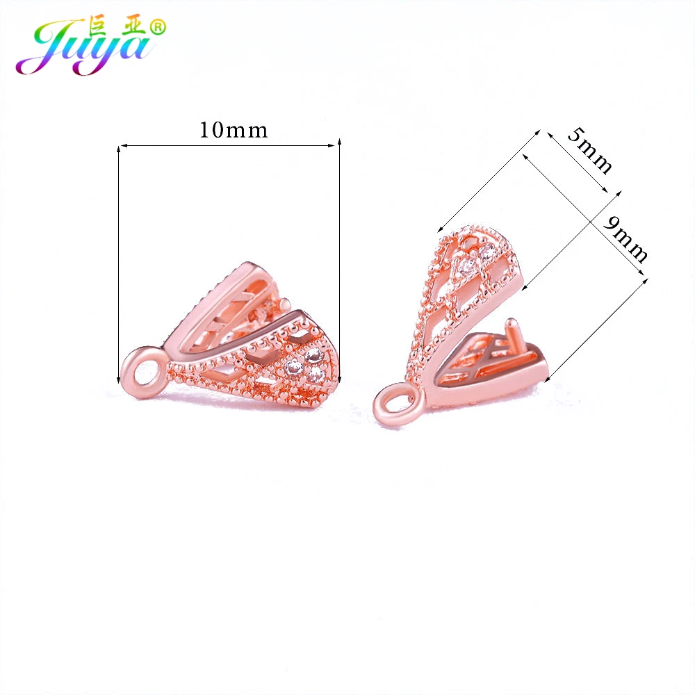 Juya DIY Wholesale Jewelry Clamp Pinch Clip Bail Hooks Accessories For Women Crystal Agate Earrings Necklace Jewelry Making