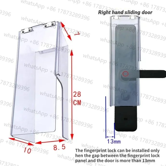 Smart door lock waterproof cover fingerprint lock outdoor flip cover rainproof transparent plastic cover 28×10×8.5cm