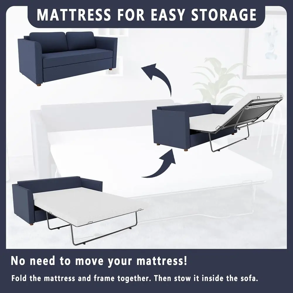 Colchón Queen Size 4 de espuma viscoelástica para sofás cama y sofás - CertiPUR-US y funda lavable