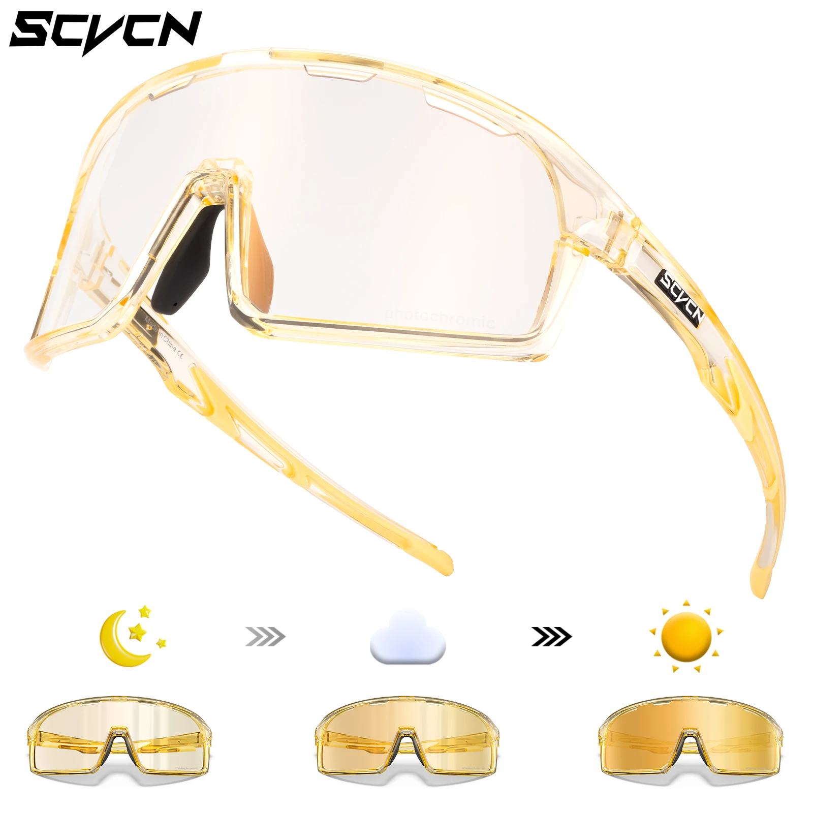 

SCVCN New Photochromic Sunglasses MTB Sports Cycling Glasses Goggles Outdoor Road Bicycle Bike Glasses Men Women Cycling Eyewear