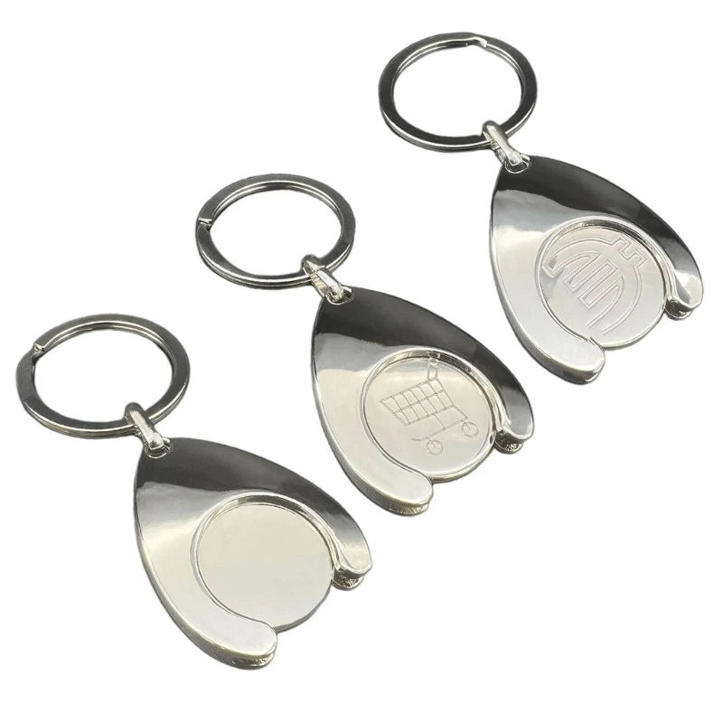 

652F Stylish Trolley Coin Holder Keyring Convenient Keychain Supermarket Shopping Cart Key Chain Euro/Blabk Tokens