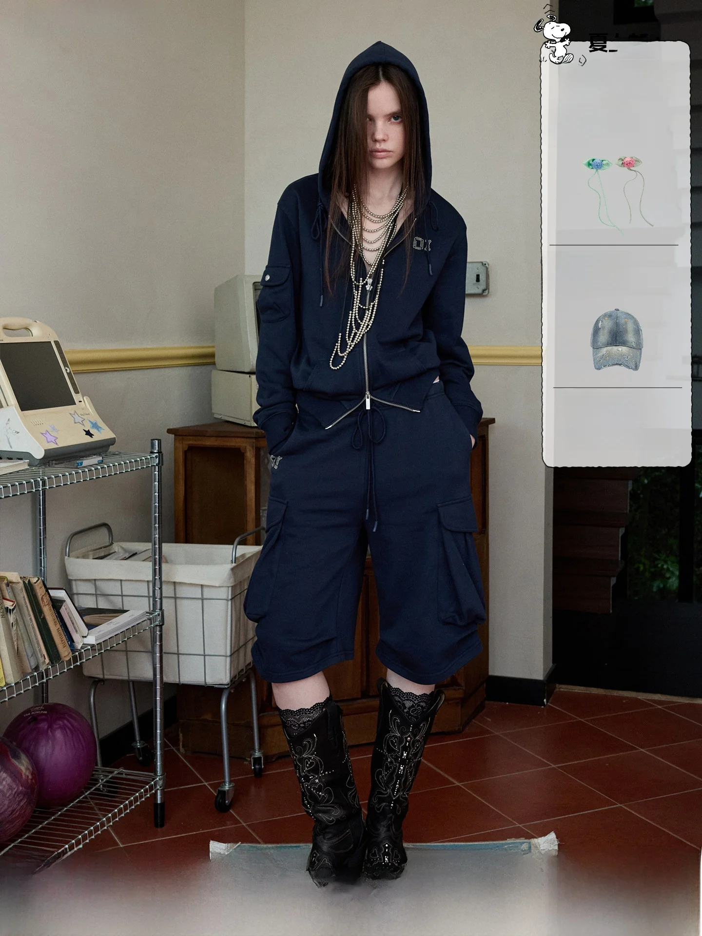 

1JINN STUDIO Women's Hoodie Sweatshirt Set Loose Wide Leg Pants with Belt 3 Piece Casual Style Autumn Collection