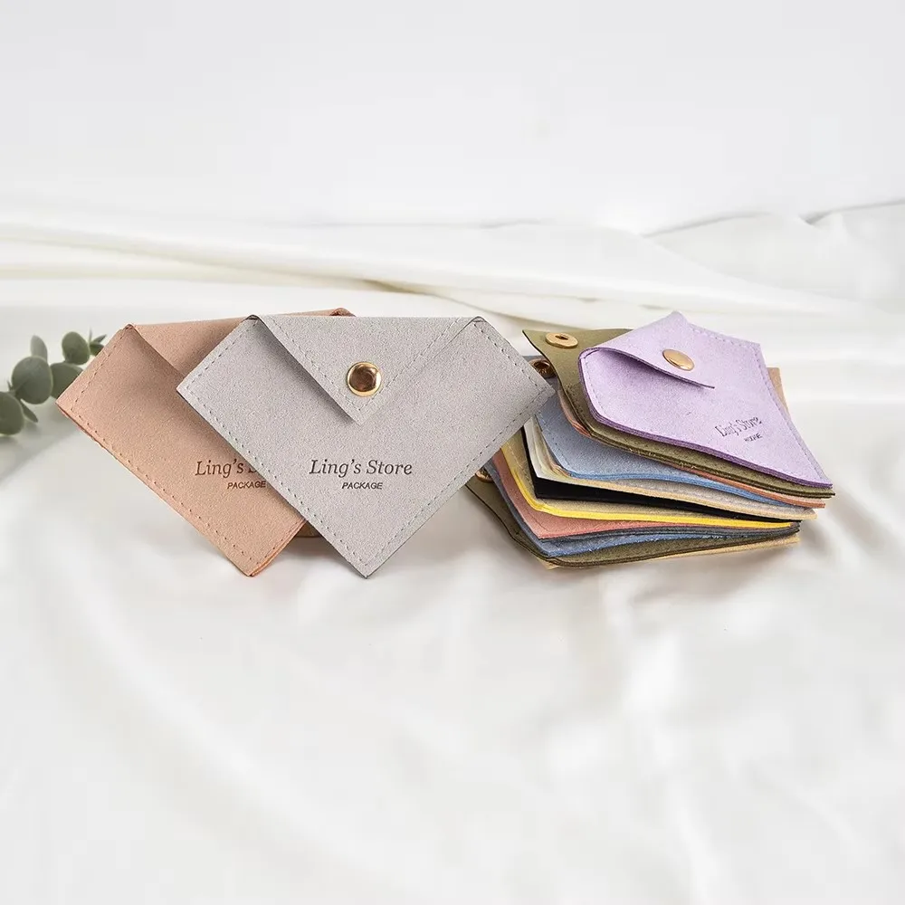 

50Pcs Custom Microfiber Jewelry Snap Packaging Bag Earring Necklace Velvet Birthday Wedding Present Gift Pouch Small Button Sack