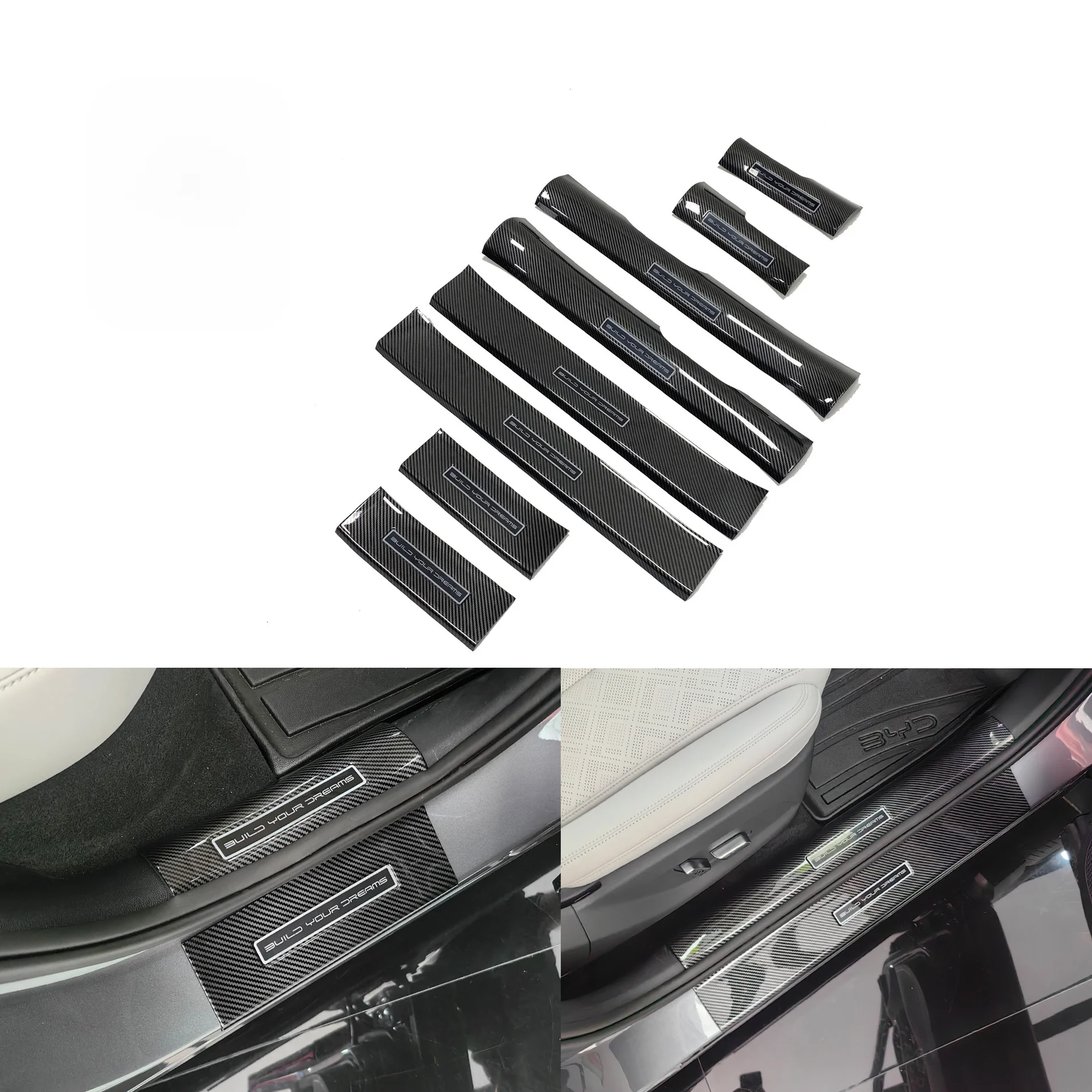 ABS Carbon Fiber Pattern Door Sill Strip Welcome Pedal For BYD Yuan Up