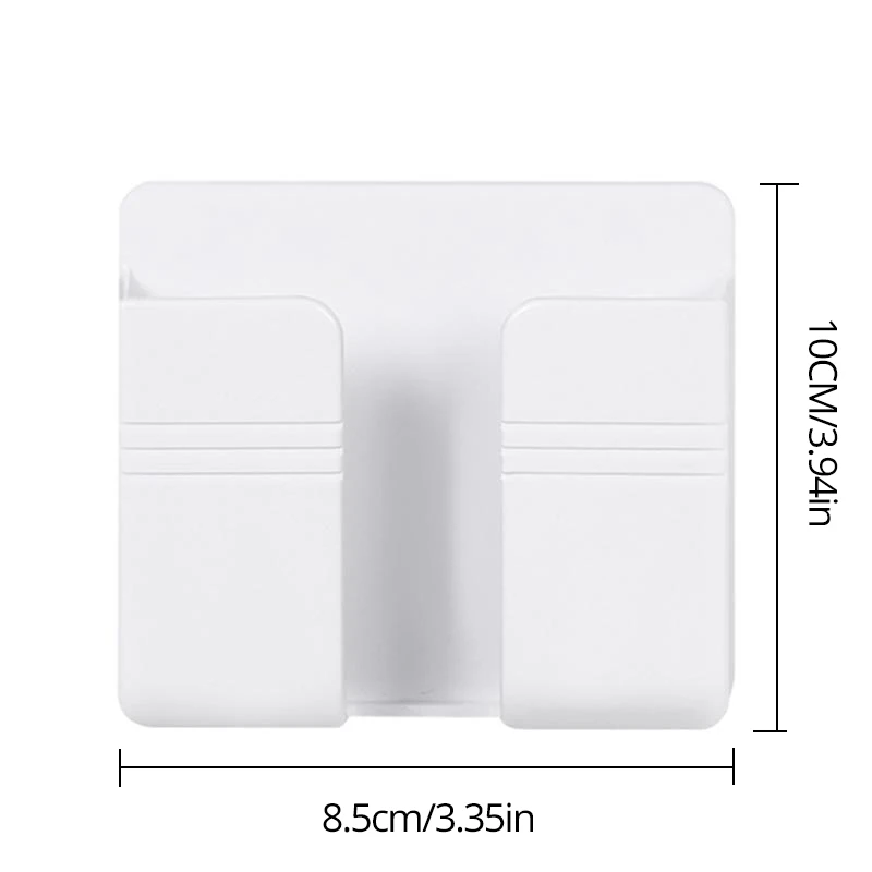 1Pc White Punch Free Wall Mount Phone Plug Holder Mobile Phone Charging Stand Air Conditioner TV Remote Control Storage Box image 6