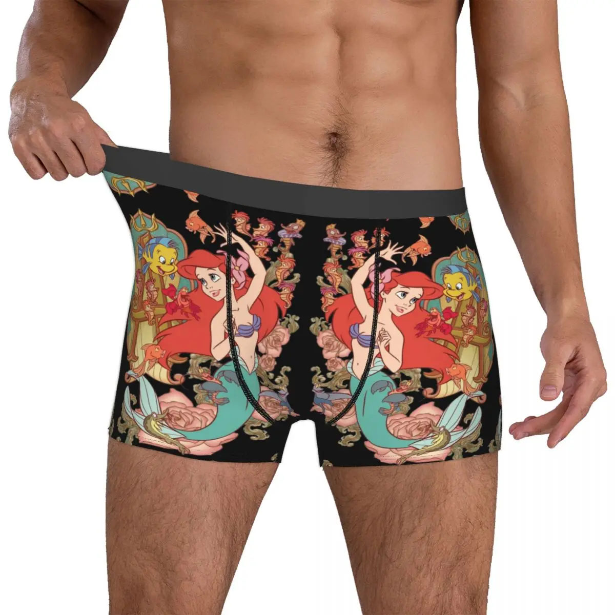 

Custom Littles Anime Mermaides Boxers Shorts Men's Ariel Flounder Briefs Underwear Novelty Underpants