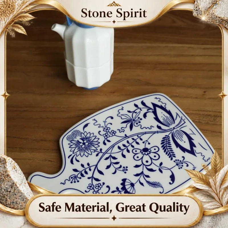 Vintage Onion Pattern Ceramic Tray,Classic Cobalt Blue Underglaze Hand-Painted Decorative Plate,Porcelain Dish for Jewelry Keys