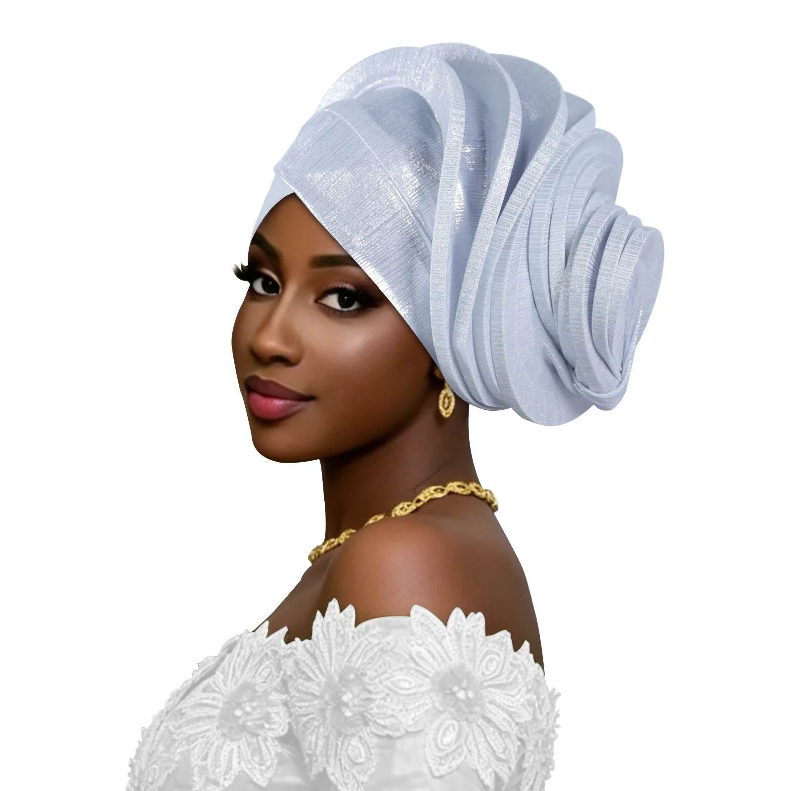 Gorro turbante elástico con volantes estilo africano para mujer, pañuelo para la cabeza, gorro de boda nigeriano, Auto Gele, accesorio para fiesta, tocado, sombrero