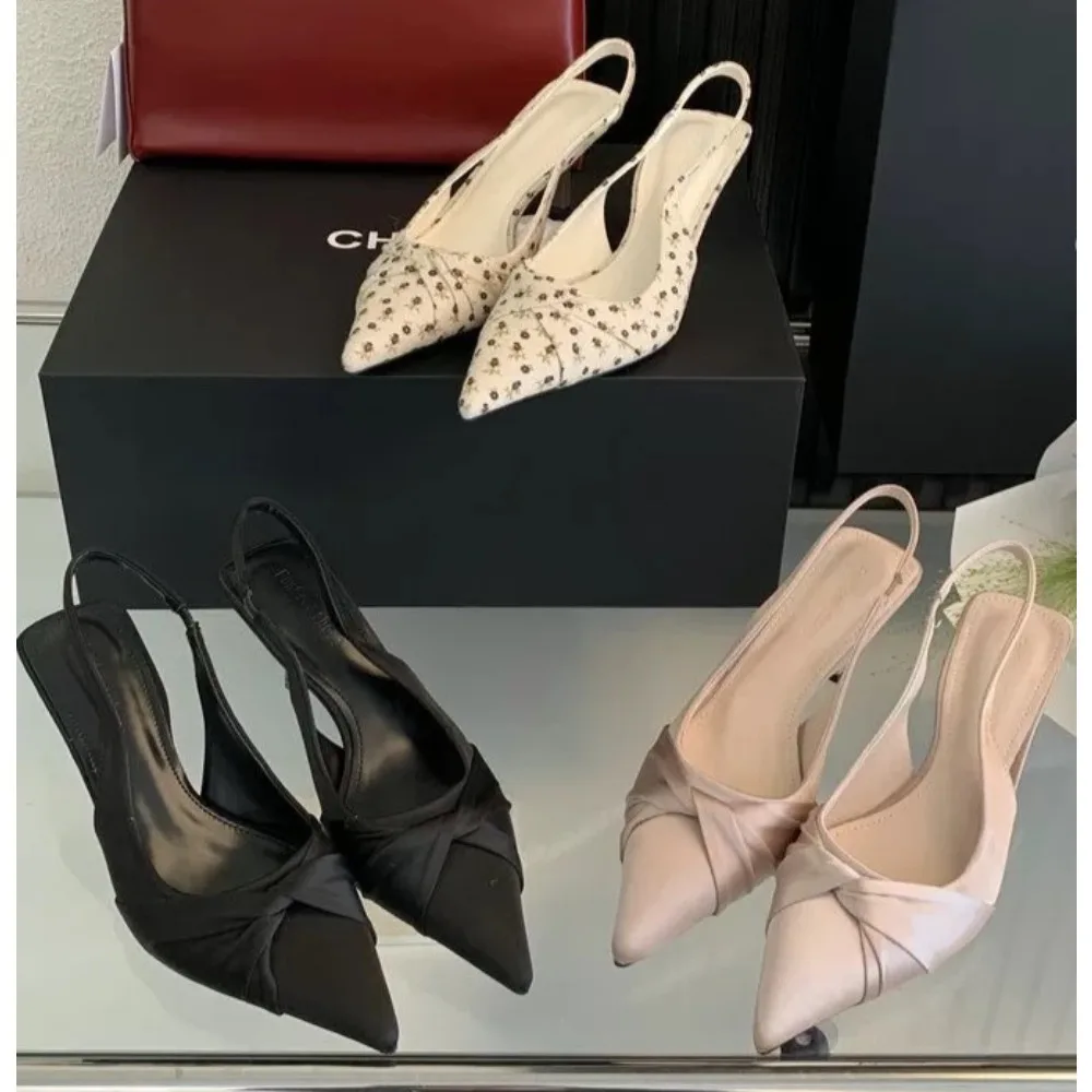 Summer Slip on High Heel Women Sandals Fashion Butterfly-knot Singbacks Pumps Stripper Party Female Sandalias