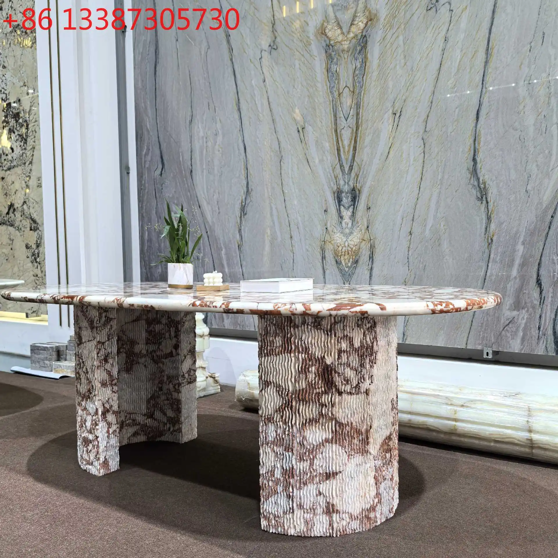 

Обеденный стол из мрамора Карретта Ред, роскошный каменный стол для дома, итальянский минималистичный дизайн