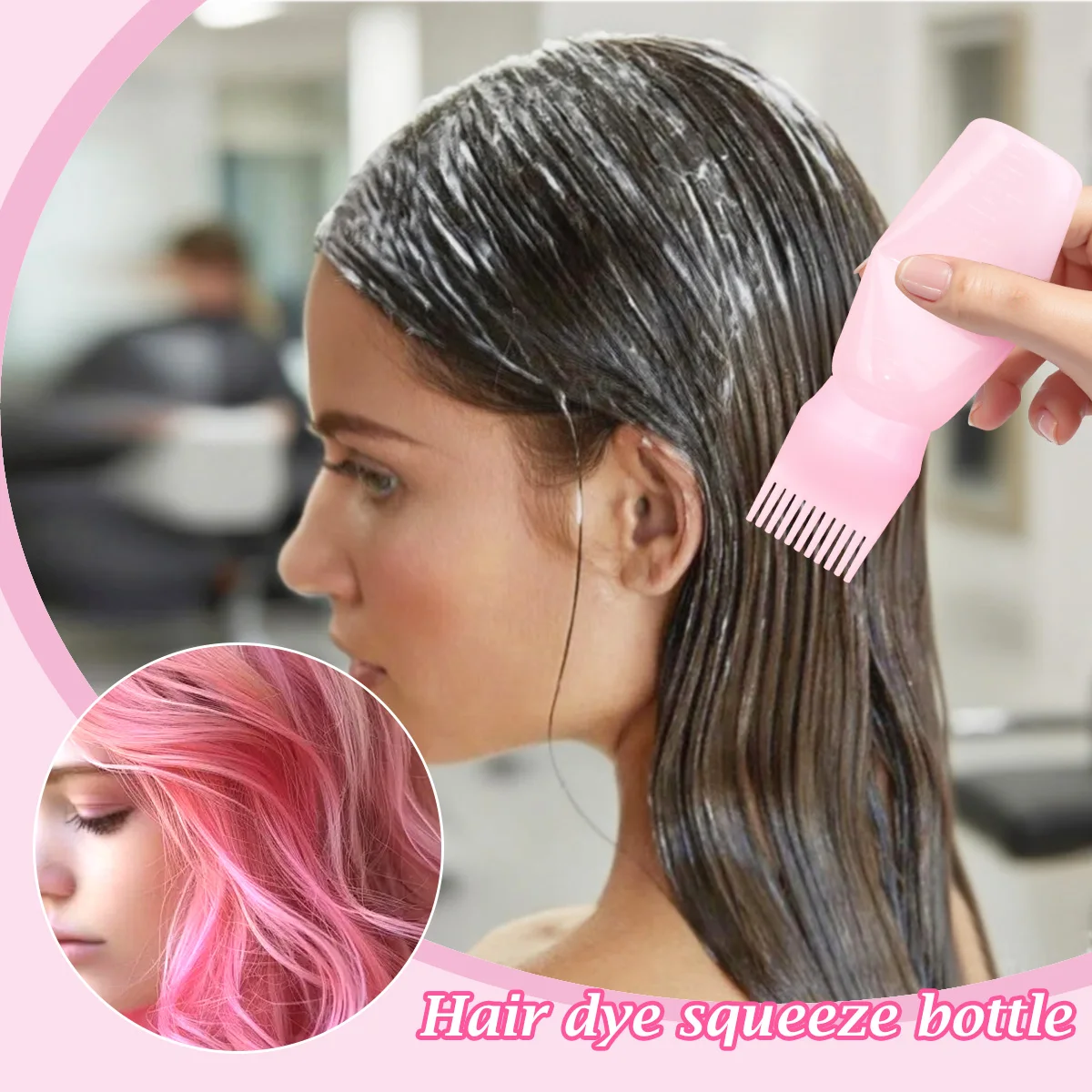 2PC plastic hair dye bottle+comb combination, used for hair dye cream bottle and perm, special for hairdressing in barber shop.