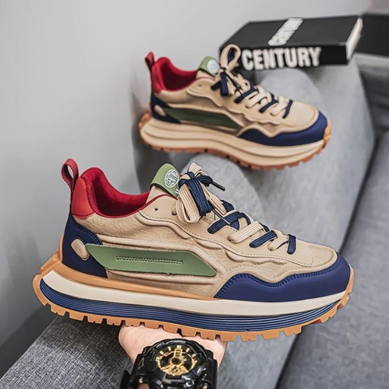 

2025 Men's Casual Sneakers Breathable Height-Increasing Platform Shoes New Soft-Sole Non-Slip Running Shoes Fashion Daddy Shoes