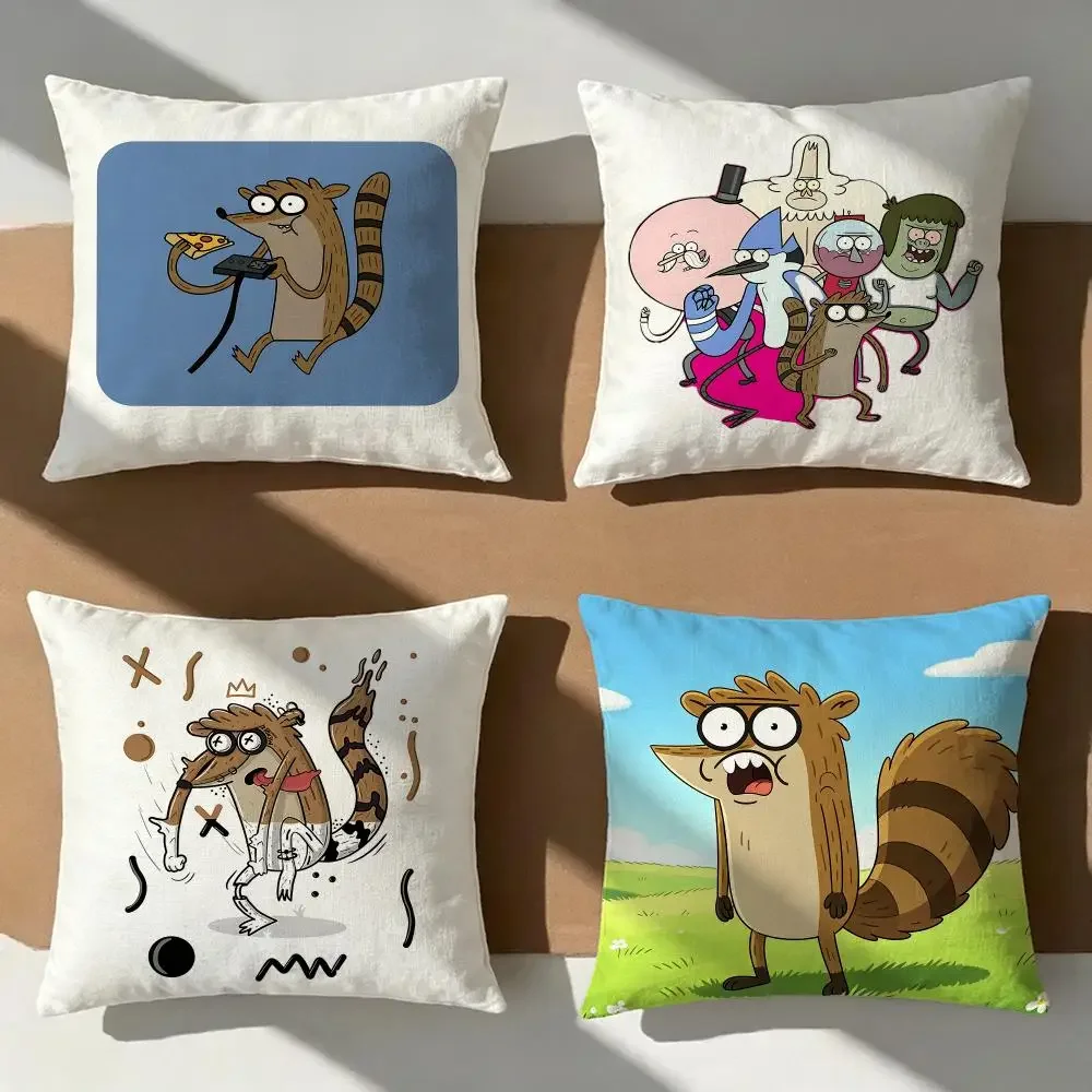 Rigby &Mordecai Cushion Cover Pillow Cover Nordic Minimalist Throw DoubleSided Print Cushion Case for Sofa Bedroom Decor