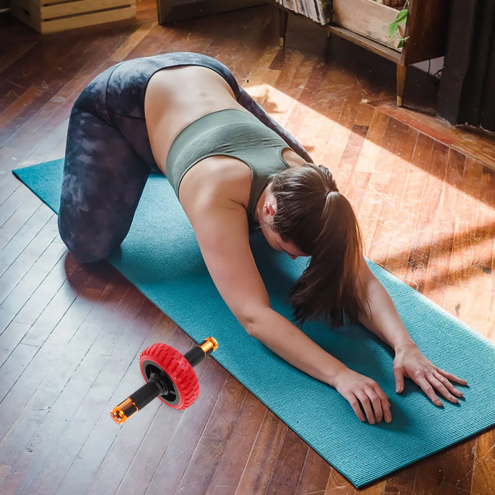 Ejercitador de rueda abdominal para un entrenamiento de núcleo efectivo, rueda de rodillo ABS portátil, construcción robusta con asas ergonómicas