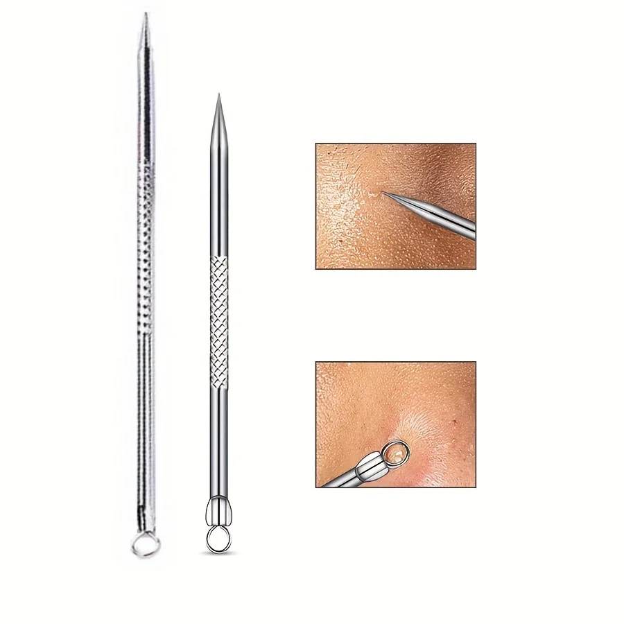 Stainless Steel Blackhead Remover: Pimple Popper Tool for Blemish, Whitehead, and Acne Removal - Suitable for Normal Skin