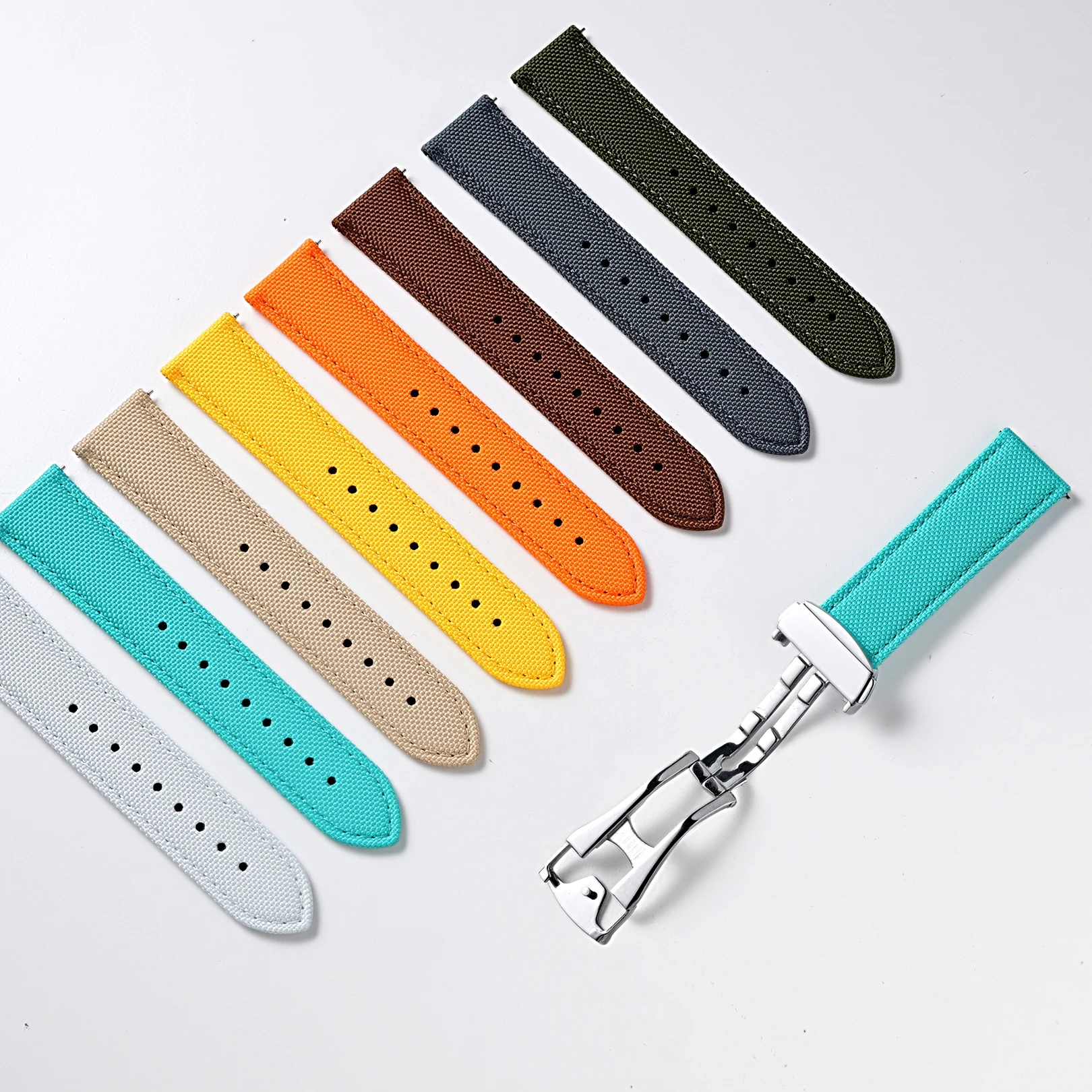 20mm 22mm Waterproof Sailcloth Watch Band Two-Sided Nylon Oxford Cloth Quick Release Strap Universal Sport Men Women Watchband