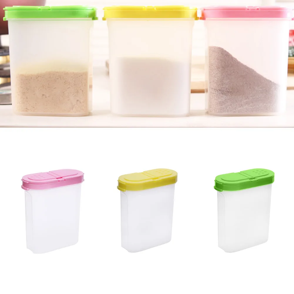 High-quality Brand-new Easy To Use Clear Spice Jars 1* ABS Material Clear Spice Jars Double Lid Pink Spice Bottles