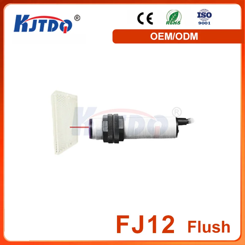 Fj12 IP67 NPN PNP Sn 1m 12V 24V 36V Retro Reflective Reflection Photoelectric Proximity Sensor