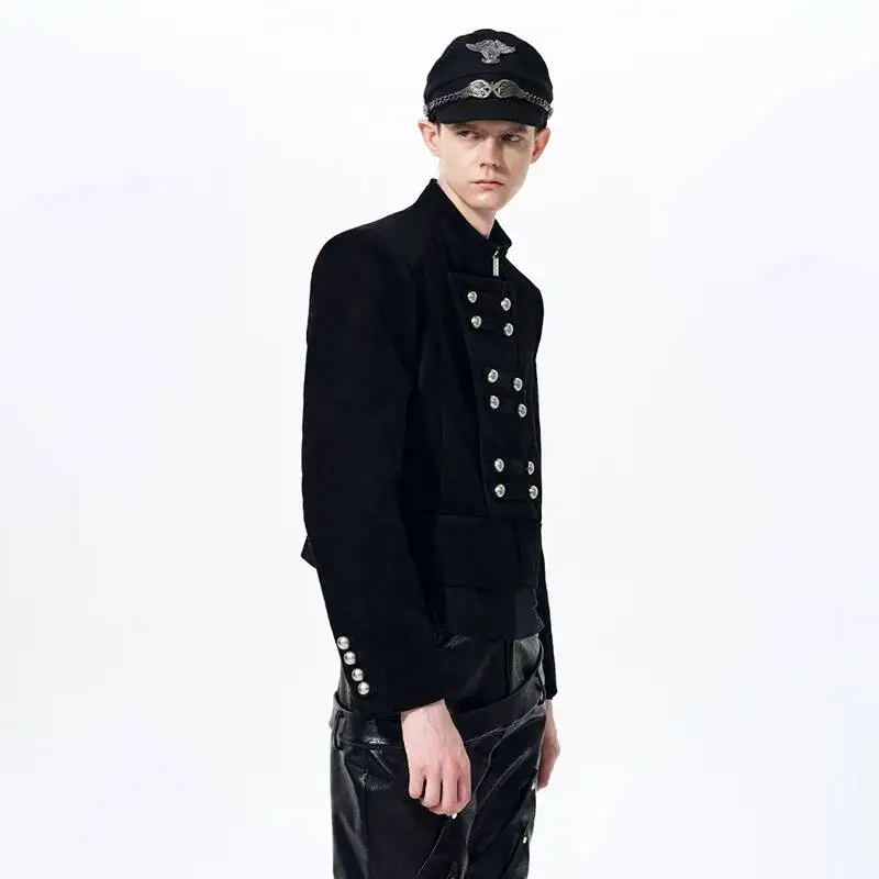 LUZHEN 2026 New Double Breasted Decorate Patchwork Cross Placket Design Short Jacket Men Fashion Handsome Stand Neck Coat JY6688