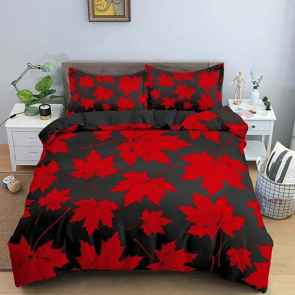 Maple Leaves Duvet Cover Leaf Pattern Bedding Set Comforter Covers Bedroom Twin King Size Soft Quilt Cover Home Textile
