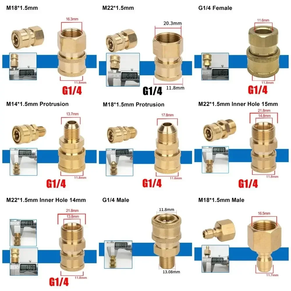1Pcs Quick Release G1/4 Pressure Washer Adapter Set Couplers Swivel Adjustable Spray Sprinkler Quick Connector 1/4 Inch
