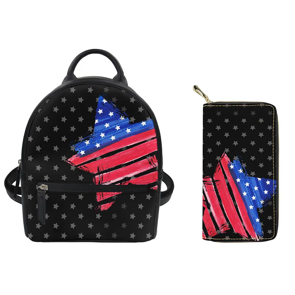 USA Flag Mini Backpack Female Bag for Women School Children's Backpacks Kawaii Leopard Shoulder Phone Purse New Fashion Bags