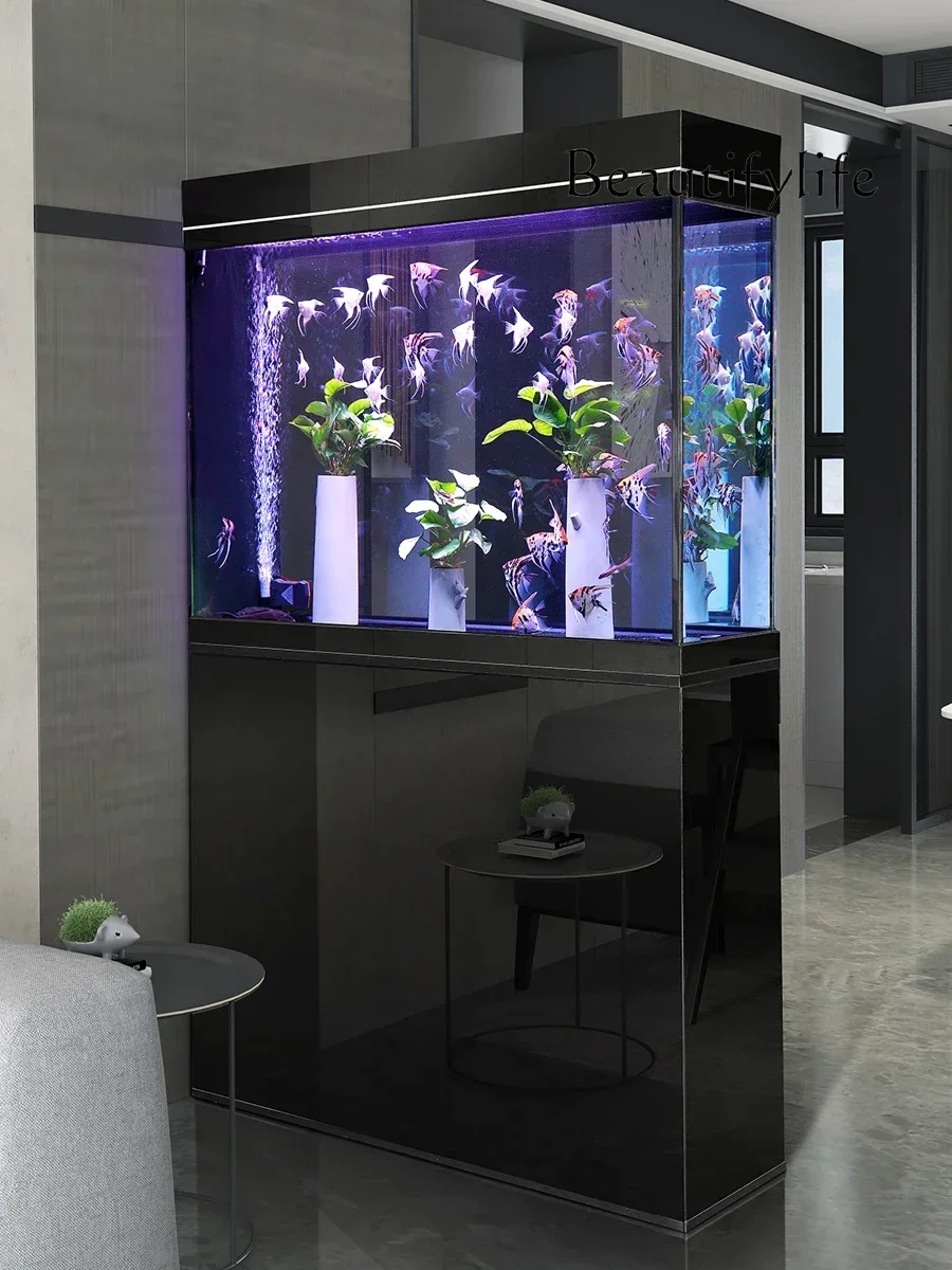 NV New fish tank medium and large living room creative ecological glass bottom filter smart aquarium W