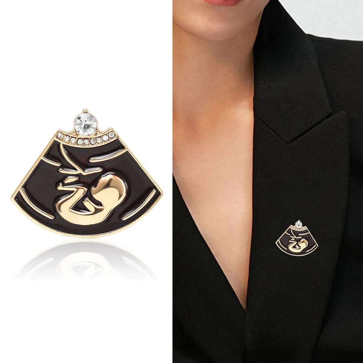 Vintage Ultrasound Baby Rhinestone Pin Cute Cartoon Uterus Fetus Brooch Medical Fashion Jewelry Gift for Mothers Doctors Nurses