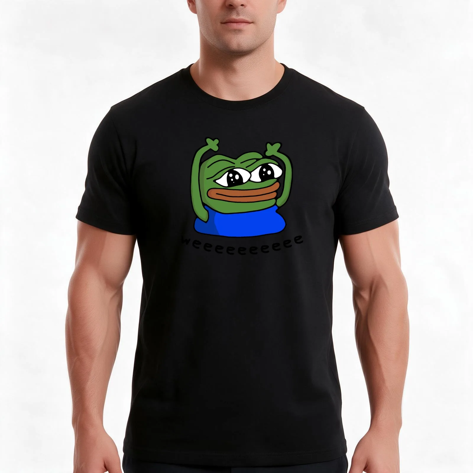 Hypers Emote Pattern with Text T-Shirt, Summer Casual Cotton Tee, Oversized Streetwear Tops, Vintage Graphic Print, 100% Cotton