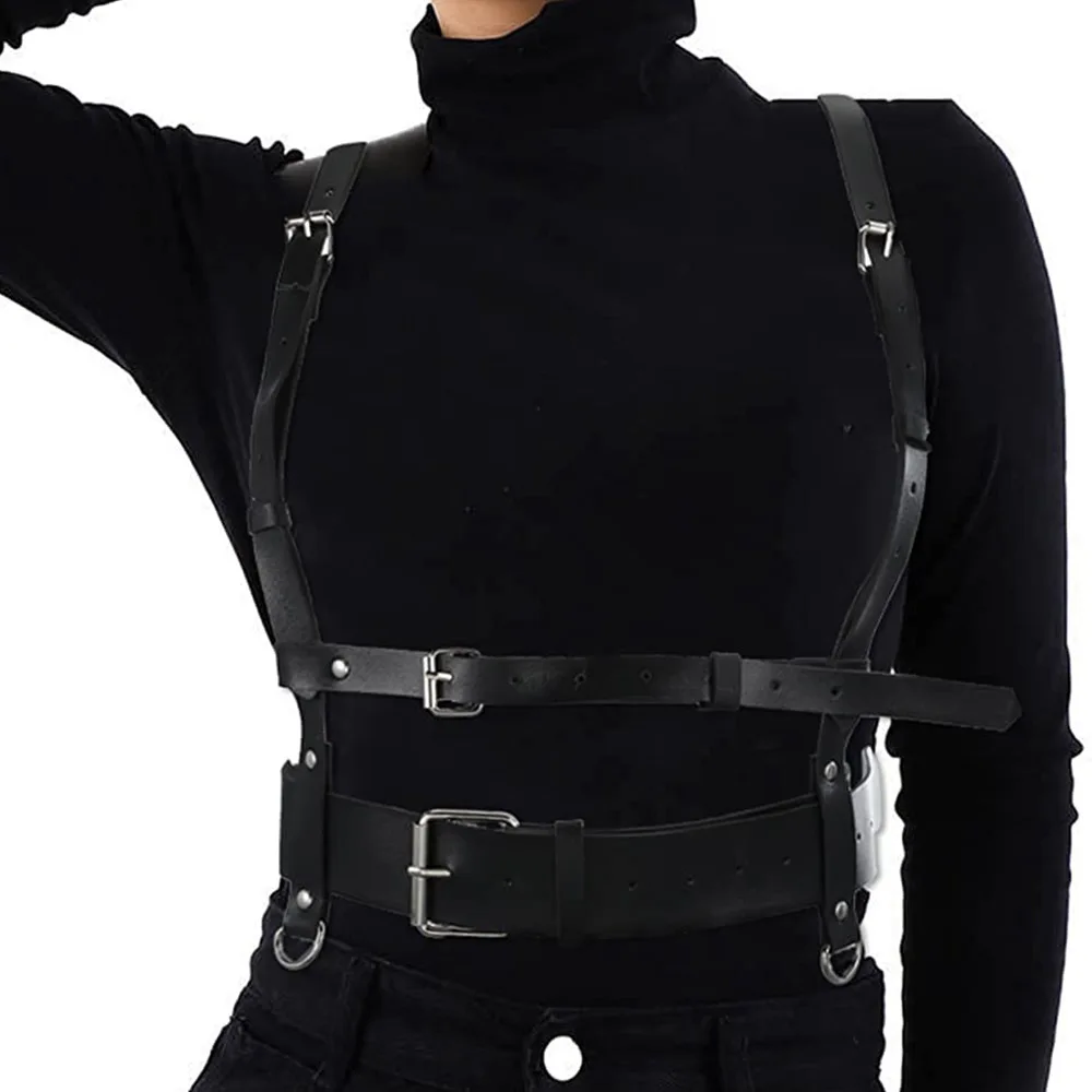 

EagleKu New Fashion Punk Leather Harness Belt Strap Girdle Sexy Women Handmade Belt Shirt Dress Shirt Dress Vest Harness Belt