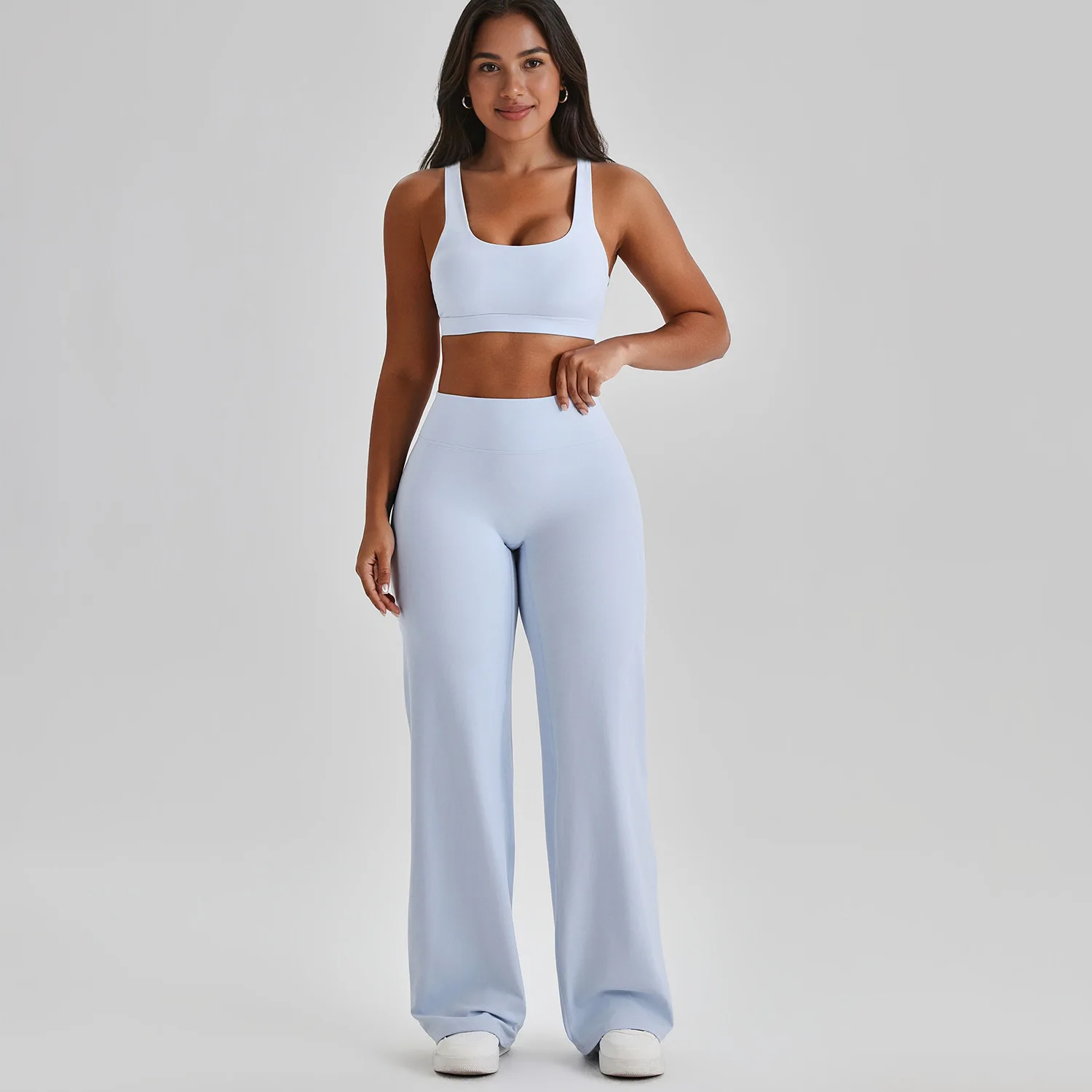 

Jenny&dave Straight Tube High Waist Nude Yoga Suit Set, Tight Fitting Quick Drying Fitness Suit, Outdoor Sports Running Suit