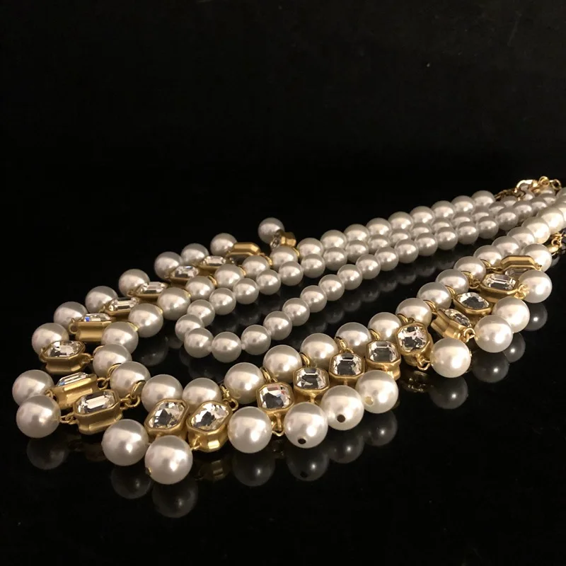 High Quality Repeat Antique Glass Pearl Multi-layer Short Necklace Fashion Sweater Chain Women's Accessories