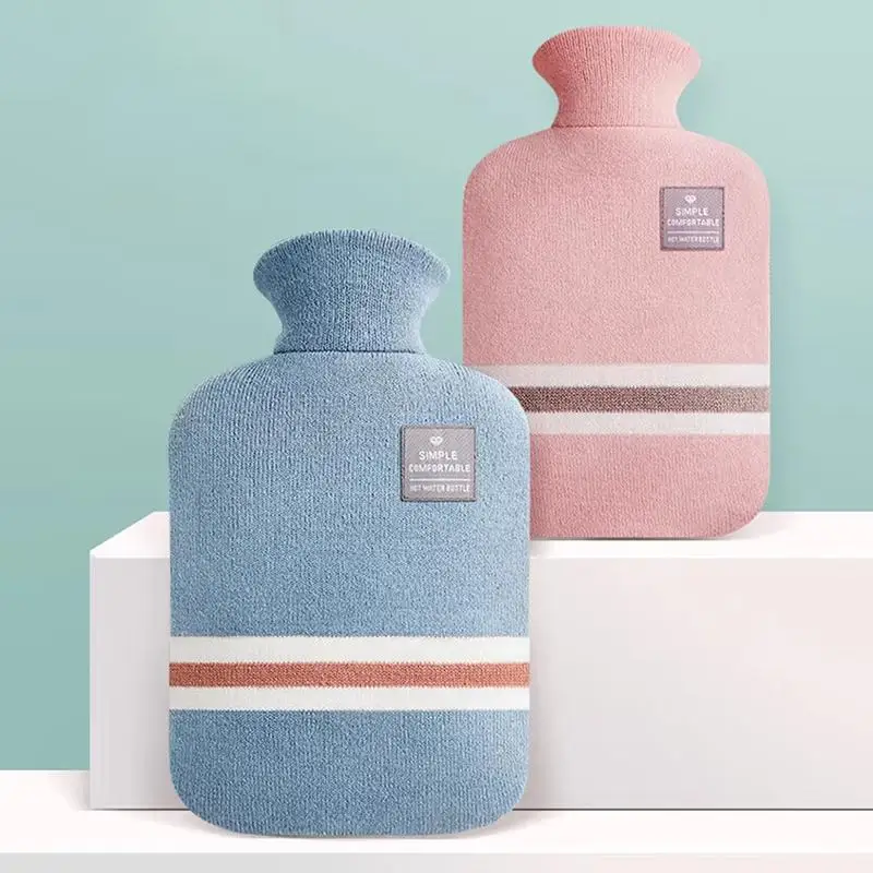 1L Or 2L Hot Water Bottle With Knitted Cover Large Capacity Hot Water Bag For Female Warm Belly Hands Inject Water Hot Water Ba